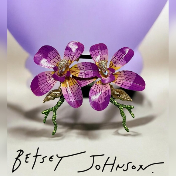 Betsey Johnson Jewelry - NEW Betsey Johnson Mermaid Jewels Orchid Coral Statement Earrings 3" Long Drop